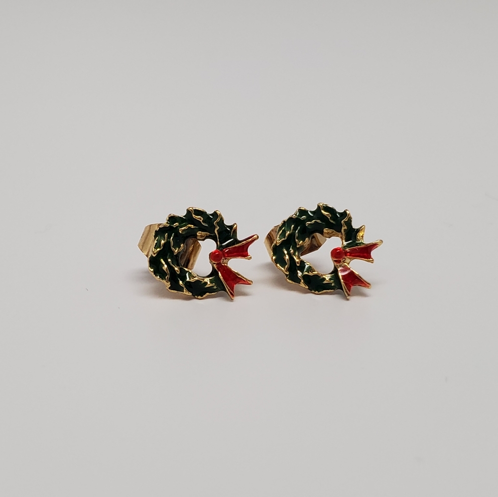 Christmas wreath earrings